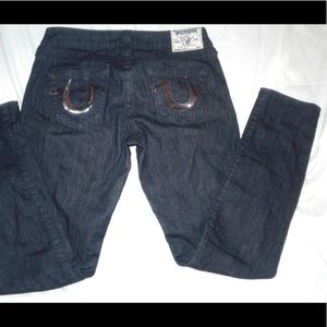 TRUE RELIGION SEQUIN POCKET DARK DENIM
